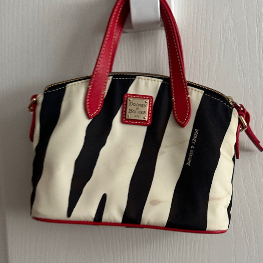 Dooney & Bourke Zebra Satchel - Red and Black